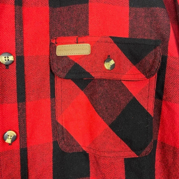 Hickory Shirt Co. Buffalo lumberjack red black plaid button flannel shirt Sz  L - Picture 11 of 13